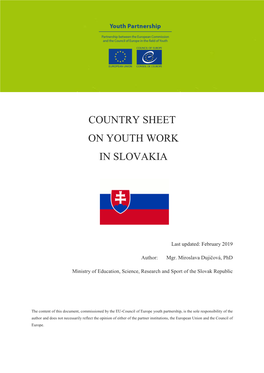 Country Sheet on Youth Work in Slovakia