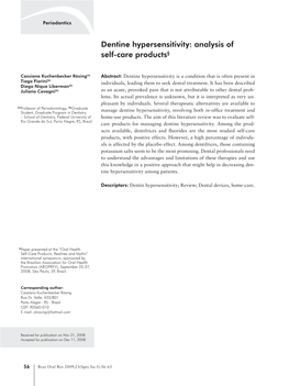 Dentine Hypersensitivity: Analysis of Self-Care Products§