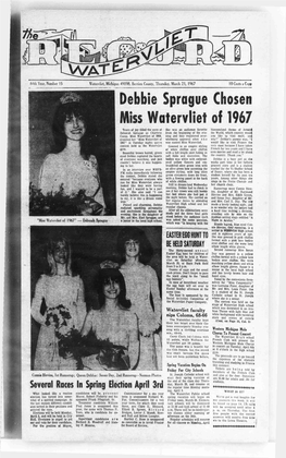 Debbie Sprague Chosen Miss Watervliet of 1967
