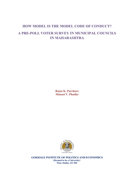 How Model Is the Model Code of Conduct? a Pre-Poll Voter Survey in Municipal Councils in Maharashtra