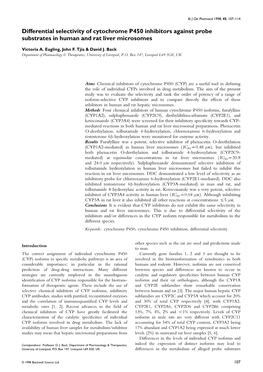 Eagling Differential Selectivity of CYP Inhibitors Against Probe Substrates