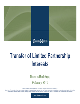 Transfer of Limited Partnership Interests