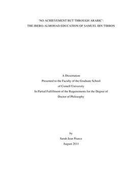 No Achievement but Through Arabic’: the Ibero-Almohad Education of Samuel Ibn Tibbon