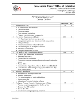 Fire Fighter Course Outline