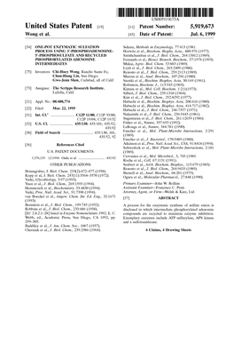 United States Patent (19) 11 Patent Number: 5,919,673 Wong Et Al