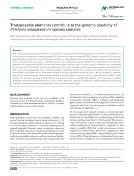 Transposable Elements Contribute to the Genome Plasticity of Ralstonia Solanacearum Species Complex