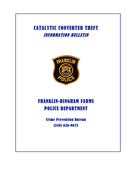 Catalytic Converter Theft Information Bulletin