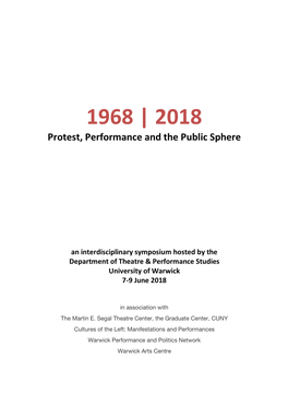 1968 | 2018 Protest, Performance and the Public Sphere