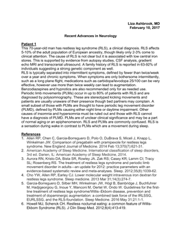 RLS), a Clinical Diagnosis