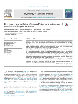 Development and Validation of the Coach's Task Presentation Scale: a Quantitative Self-Report Instrument