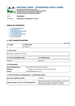 Standard Data Form