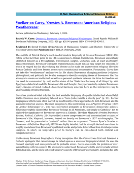 Voelker on Carey, 'Orestes A. Brownson: American Religious Weathervane'