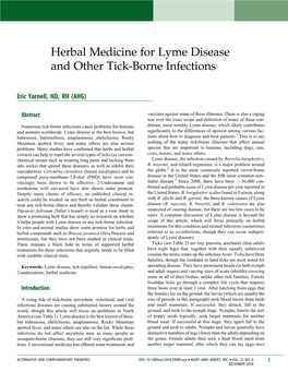 Herbal Medicine for Lyme Disease and Other Tick-Borne Infections