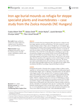 Case Study from the Zsolca Mounds (Ne Hungary)