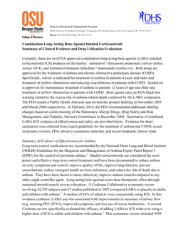 Combination Long-Acting Beta-Agonist Inhaled Corticosteroid: Summary of Clinical Evidence and Drug Utilization Evaluation