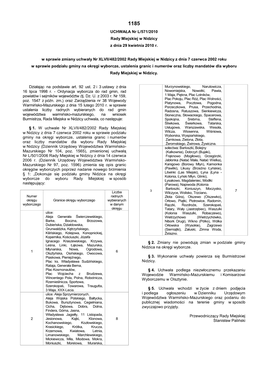 UCHWAŁA Nr L/571/2010 Rady Miejskiej W Nidzicy Z Dnia 29 Kwietnia 2010 R