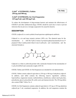 (CEFPROZIL) Tablets 250 Mg and 500 Mg Cefzil