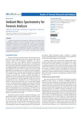 Ambient Mass Spectrometry for Forensic Analysis