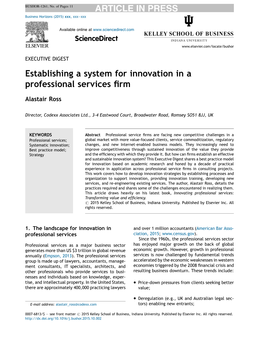 Establishing a System for Innovation in a Professional Services Firm