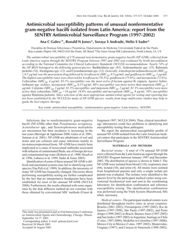 Antimicrobial Susceptibility Patterns of Unusual Nonfermentative Gram