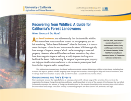 Recovering from Wildfire: a Guide for California's Forest Landowners