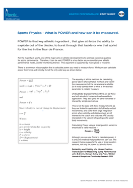 Sports Physics - What Is POWER and How Can It Be Measured