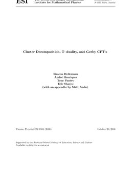Cluster Decomposition, T–Duality, and Gerby CFT's