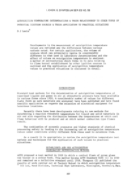 Autoignition Temperature Determinations and Their Relationship to Other Types of Potential Ignition Sources and Their Applicatio