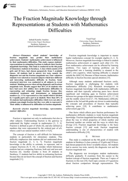 The Fraction Magnitude Knowledge Through Representations at Students with Mathematics Difficulties