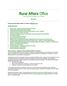 Rural Affairs Office Your Resource for Everything Rural in Ottawa