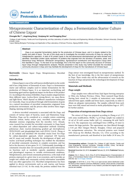 Metaproteomic Characterization of Daqu, a Fermentation Starter Culture of Chinese Liquor