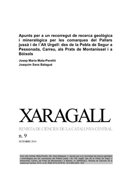 XARAGALL REVISTA DE CIÈNCIES DE LA CATALUNYA CENTRAL N