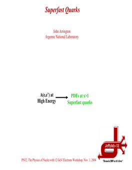 Superfast Quarks, Short Range Correlations and QCD at High Density John Arrington Argonne National Laboratory