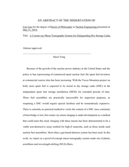 An Abstract of the Dissertation Of