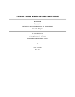 Automatic Program Repair Using Genetic Programming