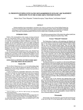 12. Prehnite-Pumpellyite Facies Metamorphism in Oceanic Arc Basement from Site 791 in the Sumisu Rift, Western Pacific1