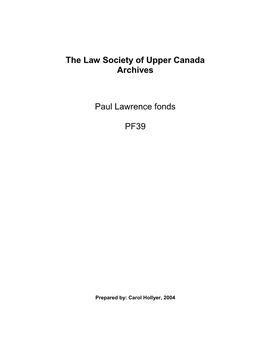The Law Society of Upper Canada Archives