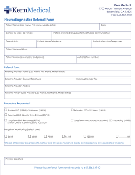 Neurodiagnostics Referral Form