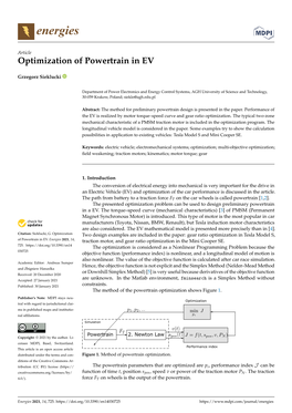 Optimization of Powertrain in EV