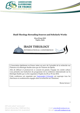 Ibadi Theology Rereading Sources and Scholarly Works