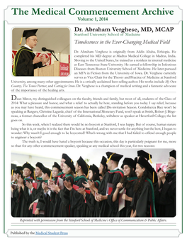 The Medical Commencement Archive Volume 1, 2014 Dr