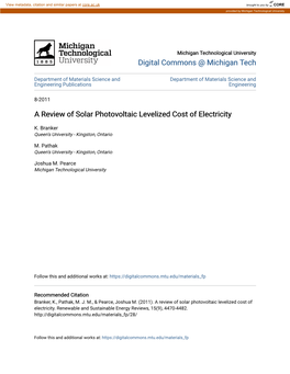 A Review of Solar Photovoltaic Levelized Cost of Electricity