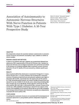 Association of Autoimmunity to Autonomic