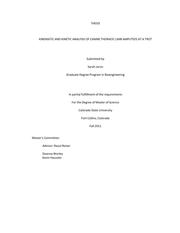 Thesis Kinematic and Kinetic Analysis of Canine Thoracic