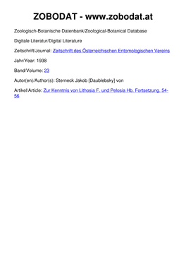 Zur Kenntnis Von Lithosia F. Und Pelosia Hb