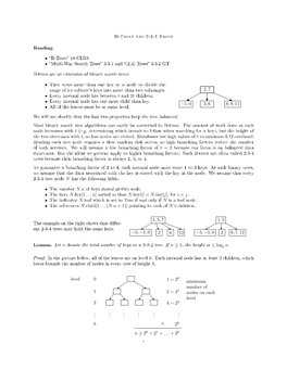 B-Trees and 2-3-4 Trees Reading