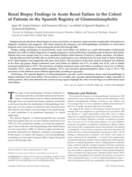 Renal Biopsy Findings in Acute Renal Failure in the Cohort of Patients in the Spanish Registry of Glomerulonephritis