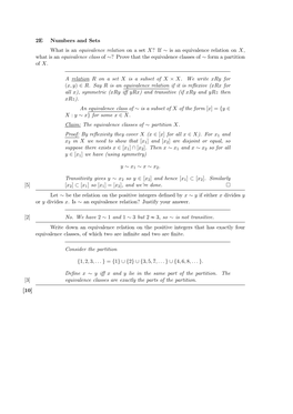 2E Numbers and Sets What Is an Equivalence Relation on a Set X?