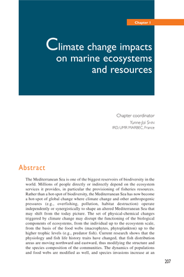 Climate Change Impacts on Marine Ecosystems and Resources