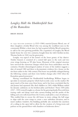 Longley Hall: the Huddersfield Seat of the Ramsdens